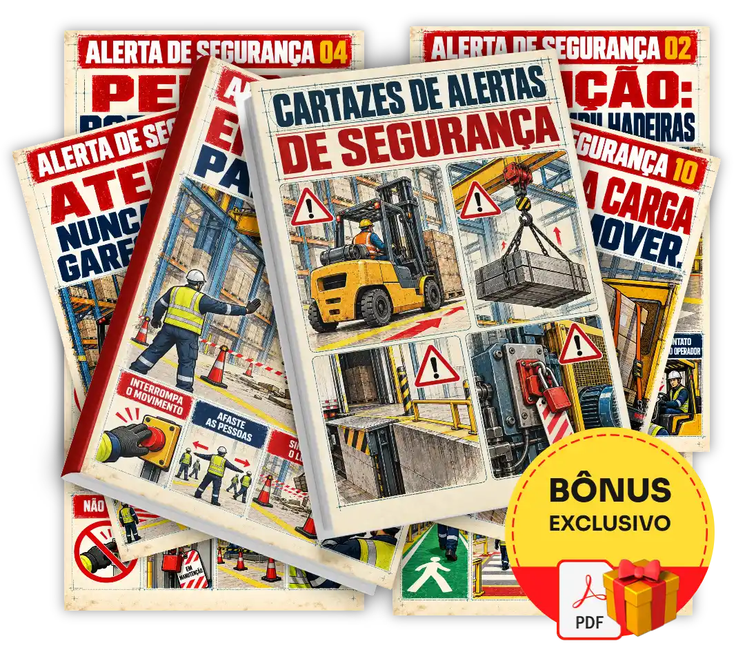 Mockup do bônus Cartazes de Alertas de Segurança